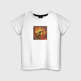 Детская футболка хлопок с принтом DOOM Вышивка в Екатеринбурге, 100% хлопок | круглый вырез горловины, полуприлегающий силуэт, длина до линии бедер | Тематика изображения на принте: doom | eternal | вышивка | дум | игра | палач рока | пиксель арт