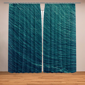 Фотошторы с принтом Endless Sea в Екатеринбурге, Блэкаут (светозащита 90%) / Габардин (светозащита 40% | 2 полотна шириной по 145 см; Высота 200-300 см; Крепление: шторная лента (на крючки); | background | blue | dark | gradient | green | lines | ocean | paints | ripples | sea | spot | spots | stripes | texture | waves | волны | голубая | градиент | зеленый | краски | линии | море | океан | полосы | пятна | пятно | рябь | текстура | т