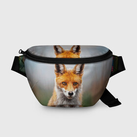 Поясная сумка 3D с принтом рыжая лисица в Екатеринбурге, 100% полиэстер | плотная ткань, ремень с регулируемой длиной, внутри несколько карманов для мелочей, основное отделение и карман с обратной стороны сумки застегиваются на молнию | fox | foxy | животное | звери | лиса | лисенок | лисичка | милая | рыжая | фокс