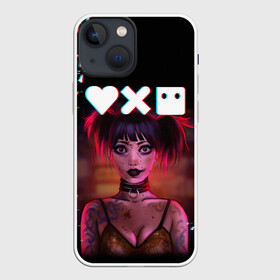 Чехол для iPhone 13 mini с принтом Love, Death and Robots | Lora Glitch (Z) в Екатеринбурге,  |  | Тематика изображения на принте: death | glitch | lora | love | love death robots | netflix | robots | vedeathrobots | xbot 4000 | глитч | лора | любовь | нетфликс | роботы | сериал | сериалы