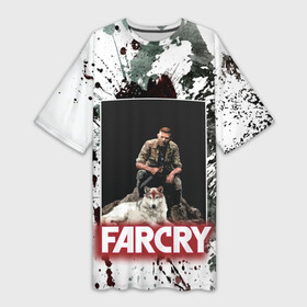 Платье-футболка 3D с принтом FARCRY WOLF в Екатеринбурге,  |  | far cry | far cry 5 | far cry new dawn | far cry primal | farcry | fc 5 | fc5 | game | new dawn | primal | игры | постапокалипсис | фар край | фар край 5