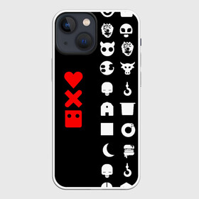 Чехол для iPhone 13 mini с принтом Любовь, смерть и роботы в Екатеринбурге,  |  | Тематика изображения на принте: love death robots | netflix | анимационные | знаки | иконки | кибер | крест | логотипы сериалов | нетфликс | роботы | сердце | сериалы | символы | черепа | черно белый