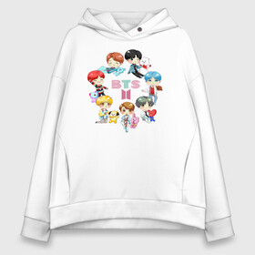 Женское худи Oversize хлопок с принтом BTS Toys BT21 БТС БТ21 в Екатеринбурге, френч-терри — 70% хлопок, 30% полиэстер. Мягкий теплый начес внутри —100% хлопок | боковые карманы, эластичные манжеты и нижняя кромка, капюшон на магнитной кнопке | bangtan | bangtan boys | beyond the scene | bt21 | bts | bts toys | carton | бангтан | бт21 | бтс | группа бтс