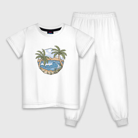 Детская пижама хлопок с принтом Лето, море, пальмы в Екатеринбурге, 100% хлопок |  брюки и футболка прямого кроя, без карманов, на брюках мягкая резинка на поясе и по низу штанин
 | beach | palm | sea | summer | волны | жара | летние | лето | море | пальмы | пляж