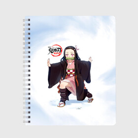 Тетрадь с принтом Nezuko Kamado Kimetsu no Yaiba в Екатеринбурге, 100% бумага | 48 листов, плотность листов — 60 г/м2, плотность картонной обложки — 250 г/м2. Листы скреплены сбоку удобной пружинной спиралью. Уголки страниц и обложки скругленные. Цвет линий — светло-серый
 | demon slayer | kamado | kimetsu no yaiba | nezuko | tanjiro | аниме | гию томиока | зеницу агацума | иноске хашибира | камадо | клинок | корзинная девочка | манга | музан кибуцуджи | незуко | рассекающий демонов | танджиро