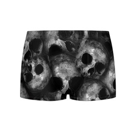 Мужские трусы 3D с принтом Груда черепов в Екатеринбурге, 50% хлопок, 50% полиэстер | классическая посадка, на поясе мягкая тканевая резинка | Тематика изображения на принте: skull | башка | голова | кость | череп | черепа | черепушка