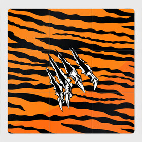 Магнитный плакат 3Х3 с принтом След от когтей тигра в Екатеринбурге, Полимерный материал с магнитным слоем | 9 деталей размером 9*9 см | Тематика изображения на принте: tiger | восточный тигр | год тигра | когти | кошка | тигр | тигренок | хищник