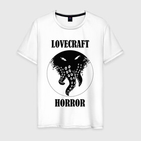 Мужская футболка хлопок с принтом Lovecraft Horror в Екатеринбурге, 100% хлопок | прямой крой, круглый вырез горловины, длина до линии бедер, слегка спущенное плечо. | horror | lovecraft | lovecraft horror | ктулху | лавкрафт