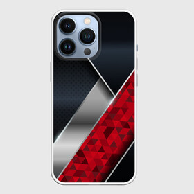 Чехол для iPhone 13 Pro с принтом 3D BLACK AND RED METAL в Екатеринбурге,  |  | Тематика изображения на принте: 3d | 3д | luxury | versace | vip | абстракция | блеск | блестки | версаче | вип | паттерн | роскошь | соты | текстуры