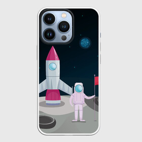 Чехол для iPhone 13 Pro с принтом Астронавт покоряет космос в Екатеринбурге,  |  | Тематика изображения на принте: astronaut | moon | planets | rocket | shuttle | space | stars | звёзды | космонавт | космос | луна | планеты | ракета | шаттл