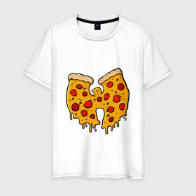 Мужская футболка хлопок с принтом Wu-Tang Pizza в Екатеринбурге, 100% хлопок | прямой крой, круглый вырез горловины, длина до линии бедер, слегка спущенное плечо. | black | hiphop | method man | music | new york | nyc | odb | old school | pizza | rap | rza | wu tang clan | wutang | ву тэнг | граффити | микрофон | музыка | нью йорк | пицца | рэп | рэпер | хипхоп