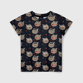Детская футболка 3D с принтом Котомания YES в Екатеринбурге, 100% гипоаллергенный полиэфир | прямой крой, круглый вырез горловины, длина до линии бедер, чуть спущенное плечо, ткань немного тянется | Тематика изображения на принте: коты | кошки | настроение | рисование | характер | эмоции