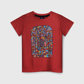 Детская футболка хлопок с принтом Африканская мелодия в Екатеринбурге, 100% хлопок | круглый вырез горловины, полуприлегающий силуэт, длина до линии бедер | африка | графика | колорит | экзотика | этника