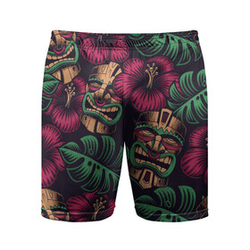 Мужские шорты спортивные с принтом Тропический в Екатеринбурге,  |  | beach | mask | palm | sea | summer | tropical | волны | жара | летние | лето | маска | море | пальмы | пляж | тропический