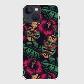 Чехол для iPhone 13 mini с принтом Тропический в Екатеринбурге,  |  | beach | mask | palm | sea | summer | tropical | волны | жара | летние | лето | маска | море | пальмы | пляж | тропический