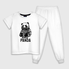 Детская пижама хлопок с принтом Плохая панда в Екатеринбурге, 100% хлопок |  брюки и футболка прямого кроя, без карманов, на брюках мягкая резинка на поясе и по низу штанин
 | bad | panda | заключенный | медведь | наручники | панда
