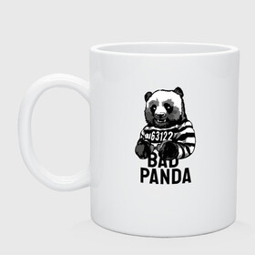 Кружка керамическая с принтом Плохая панда в Екатеринбурге, керамика | объем — 330 мл, диаметр — 80 мм. Принт наносится на бока кружки, можно сделать два разных изображения | bad | panda | заключенный | медведь | наручники | панда