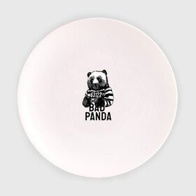 Тарелка 3D с принтом Плохая панда в Екатеринбурге, фарфор | диаметр - 210 мм
диаметр для нанесения принта - 120 мм | bad | panda | заключенный | медведь | наручники | панда