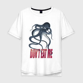 Мужская футболка хлопок Oversize с принтом Застенчивый осьминог в Екатеринбурге, 100% хлопок | свободный крой, круглый ворот, “спинка” длиннее передней части | octopus | ктулху | морепродукты | морское | осьминог | спрут