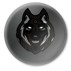 Значок с принтом Демон волк в Екатеринбурге,  металл | круглая форма, металлическая застежка в виде булавки | Тематика изображения на принте: волк | зверь | серый | тьма | хищник | чёрный