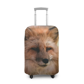 Чехол для чемодана 3D с принтом Строгая лисица в Екатеринбурге, 86% полиэфир, 14% спандекс | двустороннее нанесение принта, прорези для ручек и колес | fox | foxy | животное | звери | лиса | лисенок | лисичка | милая | рыжая | фокс