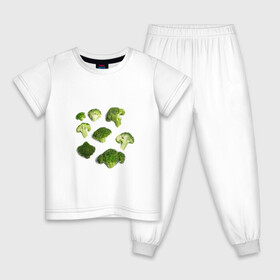 Детская пижама хлопок с принтом брокколи в Екатеринбурге, 100% хлопок |  брюки и футболка прямого кроя, без карманов, на брюках мягкая резинка на поясе и по низу штанин
 | Тематика изображения на принте: брокколи | еда | овощи | правильное питание