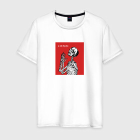 Мужская футболка хлопок с принтом Prayer в Екатеринбурге, 100% хлопок | прямой крой, круглый вырез горловины, длина до линии бедер, слегка спущенное плечо. | skull | молитва | монстр.череп | скелет | тату