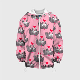 Детская куртка 3D с принтом Пиксельные котики в Екатеринбурге, 100% полиэстер | застежка — молния, подол и капюшон оформлены резинкой с фиксаторами, по бокам — два кармана без застежек, один потайной карман на груди, плотность верхнего слоя — 90 г/м2; плотность флисового подклада — 260 г/м2 | Тематика изображения на принте: cat | cats | kitten | глаза | глазки | девочкам | кот | котёнок | котик | котики | котэ | котята | кошак | кошка | кошки | красивая | милая | прикольная | светлая | темная | черная