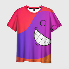 Мужская футболка 3D с принтом Градиент призрак в Екатеринбурге, 100% полиэфир | прямой крой, круглый вырез горловины, длина до линии бедер | градиент | краски | красный | лицо | призрак | улыбка | фиолетовый