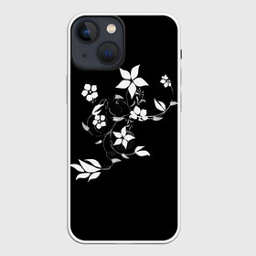 Чехол для iPhone 13 mini с принтом Цвета цветов черное в Екатеринбурге,  |  | black | colors | flowers | grape | plant | виноград | растение | цвета | цветов | черное