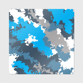Магнит виниловый Квадрат с принтом Камуфляж (ледяной) в Екатеринбурге, полимерный материал с магнитным слоем | размер 9*9 см, закругленные углы | Тематика изображения на принте: камуфляж | ледяной | милитари | мороз | синий | холод