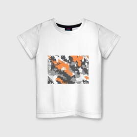 Детская футболка хлопок с принтом Камуфляж (огненный) в Екатеринбурге, 100% хлопок | круглый вырез горловины, полуприлегающий силуэт, длина до линии бедер | камуфляж | милитари | огненный | огонь | оранжевый