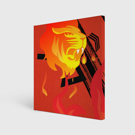 Холст квадратный с принтом Огненный лев в Екатеринбурге, 100% ПВХ |  | Тематика изображения на принте: красный | лев | линии | огненный | огонь | пламя | рисунки