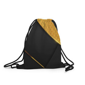 Рюкзак-мешок 3D с принтом 3D BLACK & GOLD в Екатеринбурге, 100% полиэстер | плотность ткани — 200 г/м2, размер — 35 х 45 см; лямки — толстые шнурки, застежка на шнуровке, без карманов и подкладки | 3d | 3д | gold | абстракция | золото | паттерн | соты | текстуры