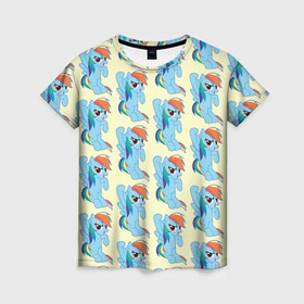Женская футболка 3D с принтом Rainbow Dash в Екатеринбурге, 100% полиэфир ( синтетическое хлопкоподобное полотно) | прямой крой, круглый вырез горловины, длина до линии бедер | my little pony | дружба это чудо | единорог | единороги | май литл пони | мульт | мультфильм | радуга дэш | селестия | спайк | сумеречная искорка