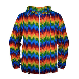 Мужская ветровка 3D с принтом РАДУЖНАЯ КИСЛОТА в Екатеринбурге, 100% полиэстер | подол и капюшон оформлены резинкой с фиксаторами, два кармана без застежек по бокам, один потайной карман на груди | acid | hippy | neon | rainbow | rasta | едкий | кислотный | летний | неоновый | радиоактивный | раста | солнечный | спектры | тепловизор | теплый | хиппи | яркий