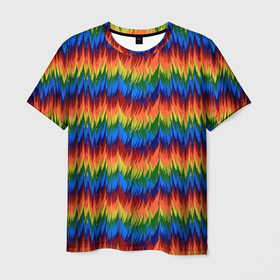 Мужская футболка 3D с принтом РАДУЖНАЯ КИСЛОТА в Екатеринбурге, 100% полиэфир | прямой крой, круглый вырез горловины, длина до линии бедер | acid | hippy | neon | rainbow | rasta | едкий | кислотный | летний | неоновый | радиоактивный | раста | солнечный | спектры | тепловизор | теплый | хиппи | яркий