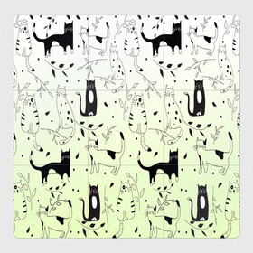 Магнитный плакат 3Х3 с принтом узор простые рисунки котов в Екатеринбурге, Полимерный материал с магнитным слоем | 9 деталей размером 9*9 см | ветеринару | градиент | коты | котята | кошатнику | кошки | любителю кошек | мило | минимализм | мяу | примитив | рисованные котики | рисунок