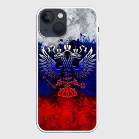 Чехол для iPhone 13 mini с принтом Россия | Russia | Герб в Екатеринбурге,  |  | eagle | empire | flag | paints | patriot | rus | russia | герб. двуглавый | империя | краски | орел | патриот | патриотизм | российская | россия | русский | славяне | славянин | триколор | флаг