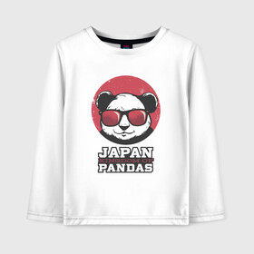 Детский лонгслив хлопок с принтом Japan Kingdom of Pandas в Екатеринбурге, 100% хлопок | круглый вырез горловины, полуприлегающий силуэт, длина до линии бедер | Тематика изображения на принте: art | japanese | panda | retro look | style | vintage look | арт | винтаж | винтажный стиль | кингдом | королевство | королевство панд | крутая панда в очках | панда | пандочка | ретро стиль | рисунок панды | япония | 