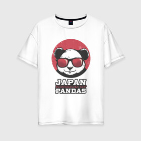 Женская футболка хлопок Oversize с принтом Japan Kingdom of Pandas в Екатеринбурге, 100% хлопок | свободный крой, круглый ворот, спущенный рукав, длина до линии бедер
 | art | japanese | panda | retro look | style | vintage look | арт | винтаж | винтажный стиль | кингдом | королевство | королевство панд | крутая панда в очках | панда | пандочка | ретро стиль | рисунок панды | япония | 