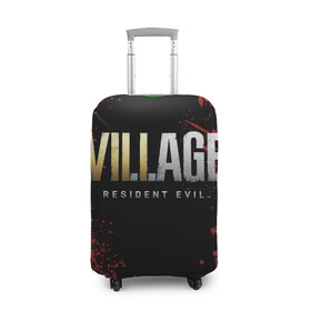 Чехол для чемодана 3D с принтом Resident Evil Village логотип в Екатеринбурге, 86% полиэфир, 14% спандекс | двустороннее нанесение принта, прорези для ручек и колес | game | resident evil | resident evil 7 | resident evil village | village | виладж | игры | резидент | резидент ивел | резидент ивэл