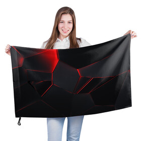 Флаг 3D с принтом Красные плиты 3D в Екатеринбурге, 100% полиэстер | плотность ткани — 95 г/м2, размер — 67 х 109 см. Принт наносится с одной стороны | абстракция | илюстрация | искуство | культура | минимализм | текстура