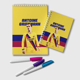 Блокнот с принтом ANTOINE GRIEZMANN / ГРИЗМАНН в Екатеринбурге, 100% бумага | 48 листов, плотность листов — 60 г/м2, плотность картонной обложки — 250 г/м2. Листы скреплены удобной пружинной спиралью. Цвет линий — светло-серый
 | Тематика изображения на принте: antoine griezmann | barcelona | football | sport | антуан гризманн | барселона | номер 7 | сборная франции | спорт. | футбол