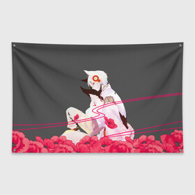 Флаг-баннер с принтом Flower Tomoe в Екатеринбурге, 100% полиэстер | размер 67 х 109 см, плотность ткани — 95 г/м2; по краям флага есть четыре люверса для крепления | akura | kamisama kiss | kitsune | mizuki | nanami | tomoe | yokai | акура | аниме | бог | боги | демон лис | демоны | ёкай | змея | йокай | кицуне | лис | мидзуки | мизуки | нанами | неко | очень приятно бог | томое | томоэ