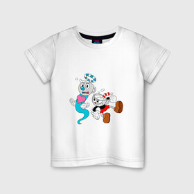Детская футболка хлопок с принтом CUP HEAD в Екатеринбурге, 100% хлопок | круглый вырез горловины, полуприлегающий силуэт, длина до линии бедер | cup | cuphead | cuphead art | cuphead game | cuphead logo | game | head | голова | игра | капхед | капхед арт | капхед логотип | капхед персонажи | чашка