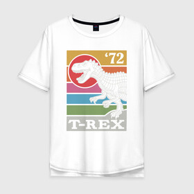 Мужская футболка хлопок Oversize с принтом T-rex Dino 72 в Екатеринбурге, 100% хлопок | свободный крой, круглый ворот, “спинка” длиннее передней части | Тематика изображения на принте: dino | rex | roar | t rex | дино | динозавр | динозавры