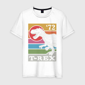 Мужская футболка хлопок с принтом T-rex Dino 72 в Екатеринбурге, 100% хлопок | прямой крой, круглый вырез горловины, длина до линии бедер, слегка спущенное плечо. | Тематика изображения на принте: dino | rex | roar | t rex | дино | динозавр | динозавры