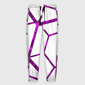 Мужские брюки 3D с принтом Hexagon в Екатеринбурге, 100% полиэстер | манжеты по низу, эластичный пояс регулируется шнурком, по бокам два кармана без застежек, внутренняя часть кармана из мелкой сетки | hexagon | lines | purple | violet | линии | фиолетовый многоугольник | шестиугольник