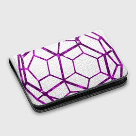 Картхолдер с принтом с принтом Hexagon в Екатеринбурге, натуральная матовая кожа | размер 7,3 х 10 см; кардхолдер имеет 4 кармана для карт; | hexagon | lines | purple | violet | линии | фиолетовый многоугольник | шестиугольник